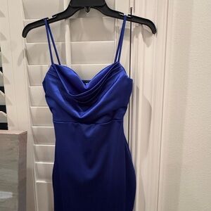 Elegant Blue Satin Dress